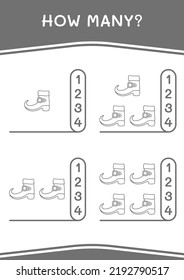 ¿Cuántos de los botes de Leprechaun, juegos para niños? Ilustración del vector, hoja de cálculo imprimible
