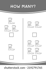 How many of Leprechaun boot, game for children. Vector illustration, printable worksheet
