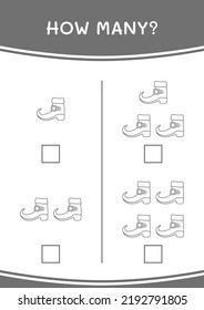 Wie viele von Leprechaun Stiefel, Spiel für Kinder. Vektorgrafik, druckbares Arbeitsblatt