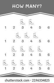 How many of Leprechaun boot, game for children. Vector illustration, printable worksheet
