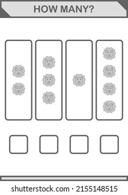 How Many Lion face. Worksheet for kids