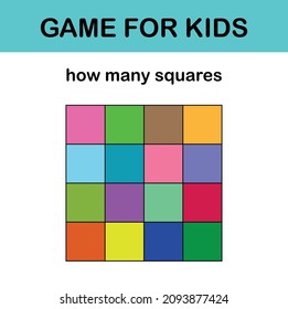 How many squares? Math game for kids