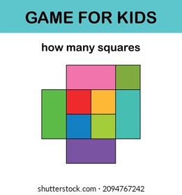 How many squares? Math game for kids
