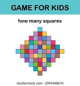 How many squares? Math game for kids