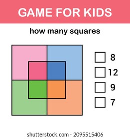 How many squares? Math game for kids