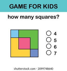 How many squares? Math game for kids