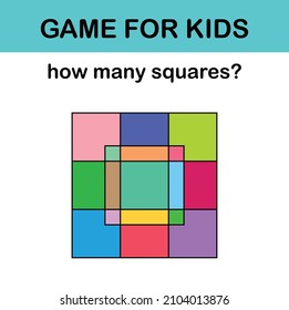 How many squares? Math game for kids