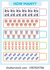 How many are there? Math worksheet for kids.