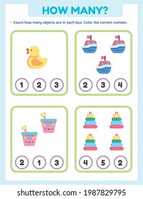 How many are there? Math worksheet for kids.