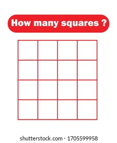 How many squares? Mathematics education game.