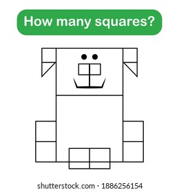 Wie viele Quadrate? Mathematik-Erziehungsspiel.