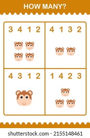 How Many Monkey face. Worksheet for kids