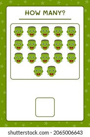 How many Monster, game for children. Vector illustration, printable worksheet