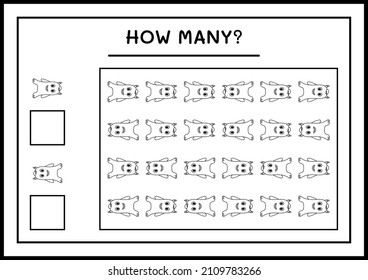 How many Monster, game for children. Vector illustration, printable worksheet