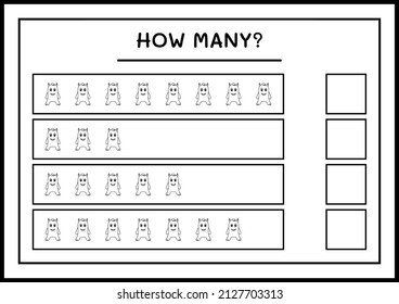 How many Monster, game for children. Vector illustration, printable worksheet