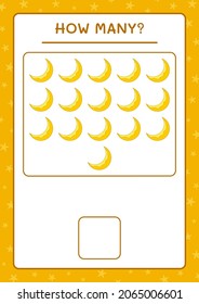 How many Moon, game for children. Vector illustration, printable worksheet