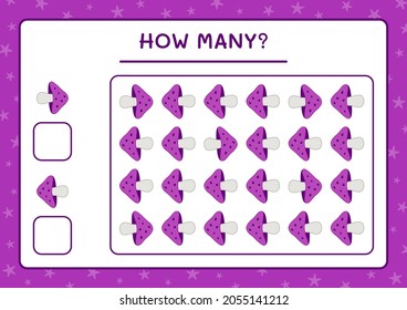 How many Mushroom, game for children. Vector illustration, printable worksheet