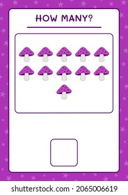 How many Mushroom, game for children. Vector illustration, printable worksheet