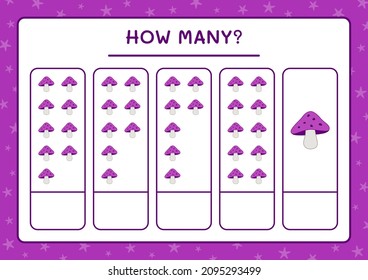 How many Mushroom, game for children. Vector illustration, printable worksheet