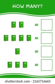 How many of Notebook, game for children. Vector illustration, printable worksheet