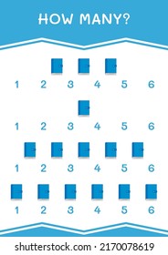 How many of Notebook, game for children. Vector illustration, printable worksheet