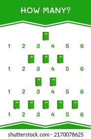 How many of Notebook, game for children. Vector illustration, printable worksheet
