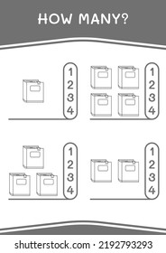 How many of Notebook, game for children. Vector illustration, printable worksheet