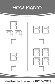 How many of Notebook, game for children. Vector illustration, printable worksheet