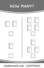 How many of Notebook, game for children. Vector illustration, printable worksheet