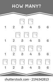 How many of Notebook, game for children. Vector illustration, printable worksheet