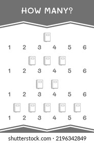 How many of Notebook, game for children. Vector illustration, printable worksheet