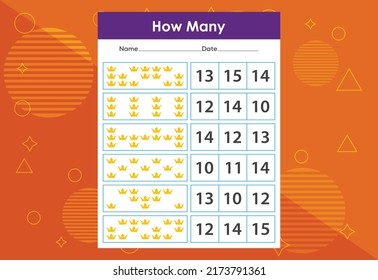How many objects task. Educational children's game worksheet vector illustration