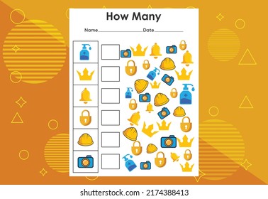 How many objects task. Educational children's game worksheet