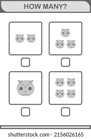 How Many Owl face. Worksheet for kids