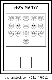 How many Owl, game for children. Vector illustration, printable worksheet