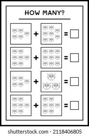 How many Owl, game for children. Vector illustration, printable worksheet