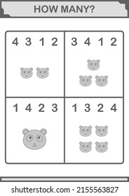 How Many Panda face. Worksheet for kids