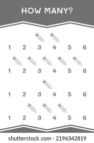 How many of Pencil, game for children. Vector illustration, printable worksheet