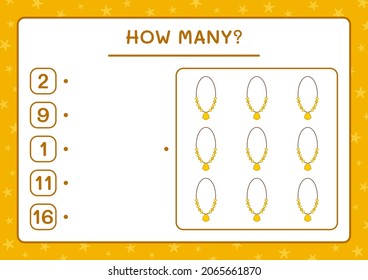 How many Pendant, game for children. Vector illustration, printable worksheet