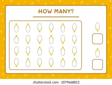 How many Pendant, game for children. Vector illustration, printable worksheet