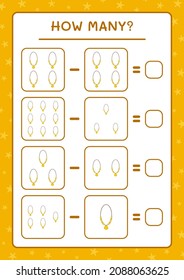 How many Pendant, game for children. Vector illustration, printable worksheet