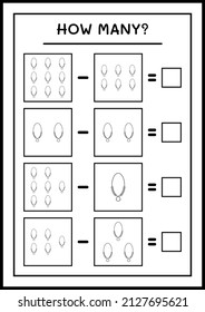 How many Pendant, game for children. Vector illustration, printable worksheet