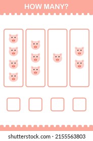 How Many Pig face. Worksheet for kids
