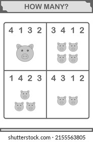 How Many Pig face. Worksheet for kids