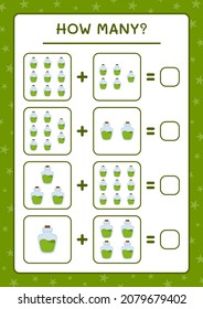 How many Potion Bottle, game for children. Vector illustration, printable worksheet