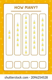 How many Potion Bottle, game for children. Vector illustration, printable worksheet