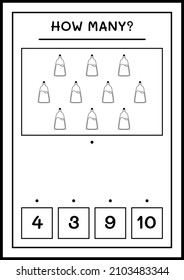 How many Potion Bottle, game for children. Vector illustration, printable worksheet