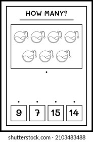 How many Potion Bottle, game for children. Vector illustration, printable worksheet