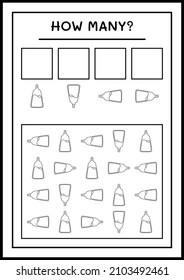 How many Potion Bottle, game for children. Vector illustration, printable worksheet