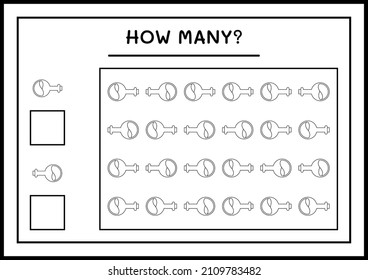 How many Potion Bottle, game for children. Vector illustration, printable worksheet